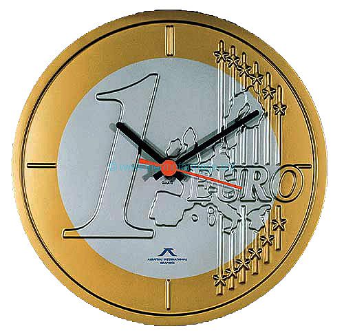 objet publicitaire - pendule en semi-relief thermoformé - thermoformage presentoir plastique horloge publicitaire Euro 1 - Objet publicitaire en plastique thermoformé